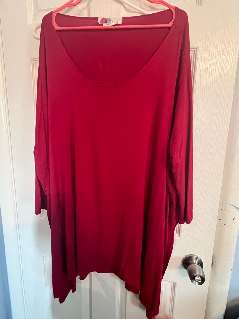 Free People Red* Big Dipper Tee Oversized Slouchy Long Sleeve Tunic Mini Slits - Picture 3 of 7